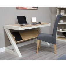 Z Painted Computer Desk with Natural Oak Top